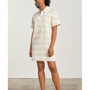 NWT Everlane Tan White Stripe Organic Cotton Polo Dress Size XS